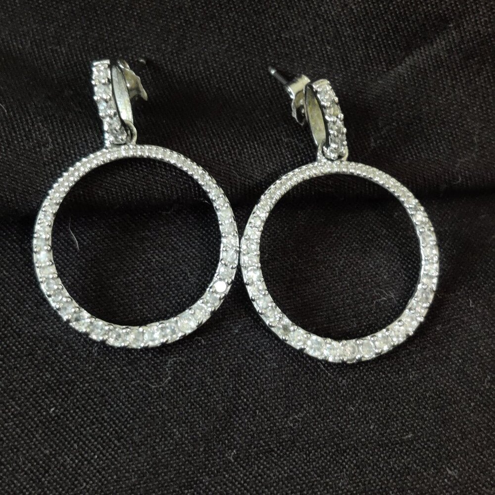 **PENDING** 925 Sterling Silver Pave CZ Circle Dangle Earrings